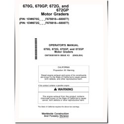 670G, 670GP, 672G and 672GP Motor Graders (SN: F678818-680877) Operators Manual (OMT363018X19)