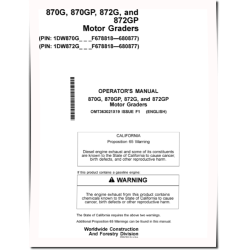 870G, 870GP, 872G and 872GP Motor Graders (SN: F678818-680877) Operators Manual (OMT363021X19)