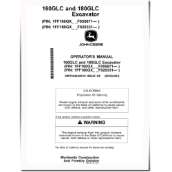 160GLC (SN: from F055671) and 180GLC (SN: from F020331) Crawler Excavators Operators Manual (OMT364032X19)
