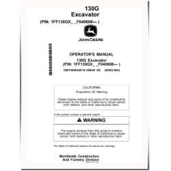 130G Crawler Excavators (PIN: from 1FF130GX_ _F040608) Operators Manual (OMT364034X19)
