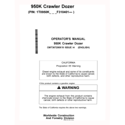 950K Crawler Dozers (SN. from F310401) Operators Manual (OMT367208X19)