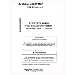 470GLC Crawler Excavators (SN. from F235001) Operators Manual (OMT377205X19)