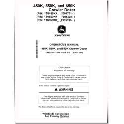 450K (SN.from F304771), 550K (SN.from F305398), 650K (SN.from F305399) Crawler Dozers Operators Manual (OMT378072X19)