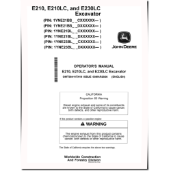 E210, E210LC and E230LC Crawler Excavators (Gen B, SN. from C000001, D00001) Operators Manual (OMT384117X19)
