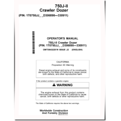 750J-II Crawler Dozers (SN: D306890 - 330911) Operators Manual (OMT384322X19)