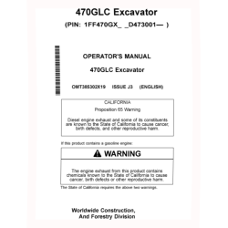 470GLC Crawler Excavators (SN. from D473001) Operators Manual (OMT385302X19)