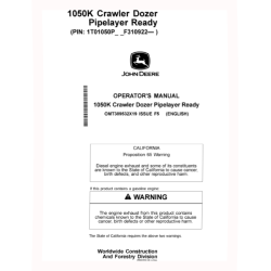 1050K Pipelayer Ready Crawlers (SN. from F310922) Operators Manual (OMT389532X19)
