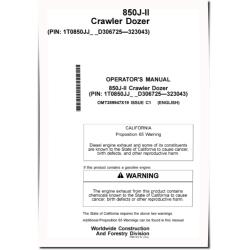 850J-II Crawler Dozers (SN: D306725 - 323043) Operators Manual (OMT389947X19)