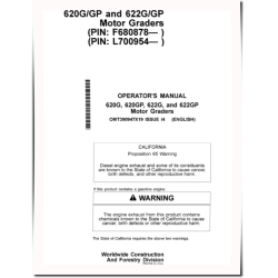 620G, 620GP, 622G and 622GP Motor Graders (SN. from F680878, L700954) Operators Manual (OMT390947X19)