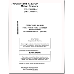 770G, 770GP, 772G and 772GP Motor Graders (SN.from F680878, L700954) Operators Manual (OMT390949X19)