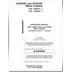 870G, 870GP, 872G and 872GP Motor Graders (SN.from F680878, L700954) Operators Manual (OMT390950X19)