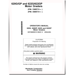 620G, 620GP, 622G and 622GP Motor Graders (SN. from C685731, D685731) Operators Manual (OMT390955X19)