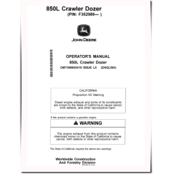 850L Crawler Dozers (SN. from F352989) Operators Manual (OMT398803X19)