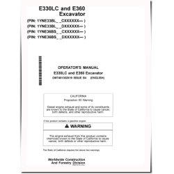 E330LC and E360 Crawler Excavators (Gen B, SN. from C000001, D000001) Operators Manual (OMT401302X19)