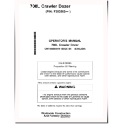 700L Crawler Dozers (SN. from F383562) Operators Manual (OMT409550X19)