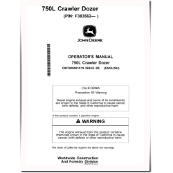 750L Crawler Dozers (SN: from F383562) Operators Manual (OMT409551X19)