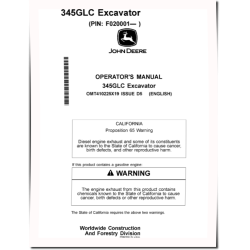 345GLC Crawler Excavators (PIN: from 1FF345GX_ _F020001) Operators Manual (OMT410225X19)