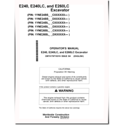 E240, E240LC and E260LC Crawler Excavators (Gen B, SN.from C000001, D000001) Operators Manual (OMT417971X019)