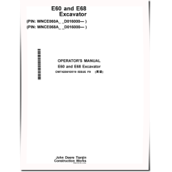 E60 and E68 (SN: from D016000) Crawler Excavators Operators Manual (OMT425610X19)