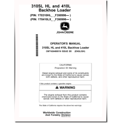 310SL HL (PIN from 1T0310HL_ _F390996), 410L (PIN from 1T0410LX_ _F390996) Backhoe Loaders Operators Manual (OMT426488X19)