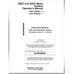 620G and 622G Motor Graders (PIN prefix 1BZ, SN. from C000001, D000001) Operators Manual (OMT429554X19)