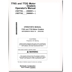 770G and 772G Motor Graders (PIN prefix 1BZ, SN. from C000001, DC000001) Operators Manual (OMT429556X19)