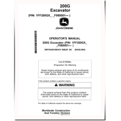 200G Crawler Excavators (PIN: from 1FF200GX_ _F085001) Operators Manual (OMT443618X019)