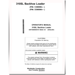 310SL (PIN from 1T0310SL_ _C390996, D390996) Backhoe Loaders Operators Manual (OMT446059X019)