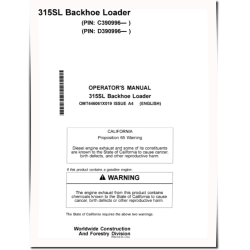 315SL (PIN from 1T0315SL_ _C390996, D390996) Backhoe Loaders Operators Manual (OMT446061X019)