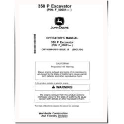 350 P Crawler Excavators (SN. from F_00001) Operators Manual (OMT453664X019)