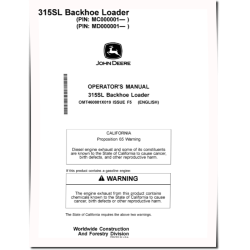 315SL (PIN from 1YN315SL_MC000001, MD 000001) Backhoe Loaders Operators Manual (OMT460881X019)
