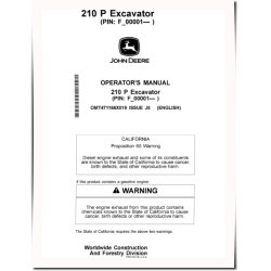 210 P Crawler Excavators (SN. from F_00001) Operators Manual (OMT471166X019)
