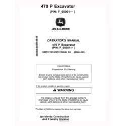 470 P Crawler Excavators (SN. from F_00001) Operators Manual (OMT471214X019)
