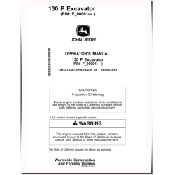 130 P Crawler Excavators (PIN: from 1FF130PA_ _F_00001) Operators Manual (OMT473387X019)