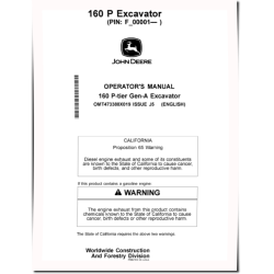 160 P Crawler Excavators (PIN: from 1FF160PA_ _F_00001) Operators Manual (OMT473388X019)