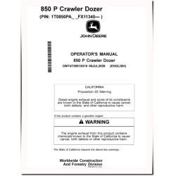 850 P Crawler Dozers (SN: from FX11340) Operators Manual (OMT473901X019)