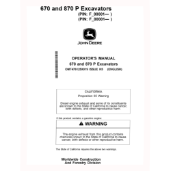 670 P and 870 P Crawler Excavators (SN. from F_00001) Operators Manual (OMT476125X019)