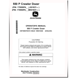 550 P Crawler Dozers (SN. from LX01837, MX01837) Operators Manual (OMT480070X019)
