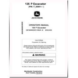 135 P Crawler Excavators (PIN: from 1FF135PA_ _F_00001) Operators Manual (OMT480092X019)