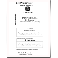 245 P Crawler Excavators (SN: from F_00001) Operators Manual (OMT480096X019)