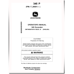 345 P Crawler Excavators (PIN: from 1FF345PA_ _F_00001) Operators Manual (OMT480097X019)
