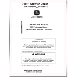 750 P Crawler Dozers (SN. from FX11340) Operators Manual (OMT482233X019)