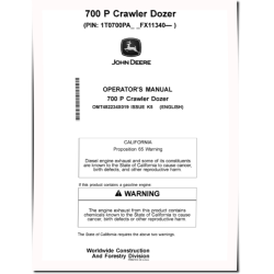 700 P Crawler Dozers (SN. from FX11340) Operators Manual (OMT482234X019)