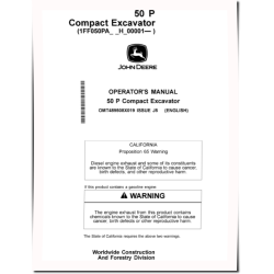 50P Compact Excavators (PIN: from 1FF050PA_ _H_00001) Operators Manual (OMT489508X019)
