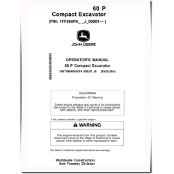60P Compact Excavators (PIN: from 1FF060P A_ _J_00001) Operators Manual (OMT489509X019)