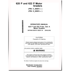 620 P and 622 P Motor Graders (SN. from C_00001, D_00001) Operators Manual (OMT494130X019)