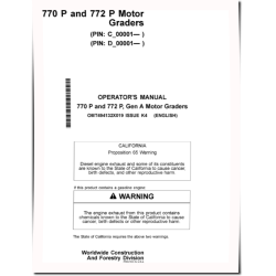 770 P and 772 P Motor Graders (SN. from C_00001, D_00001) Operators Manual (OMT494132X019)