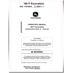 160 P Crawler Excavators (PIN: from 1F9160PA_ _D_00001) Operators Manual (OMT499734X019)