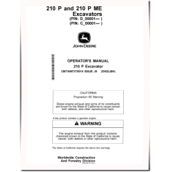 210 P Crawler Excavators (SN. from C_00001, D_00001), PIN prefix 1F9 and 1BZ, Operators Manual (OMT499737X019)
