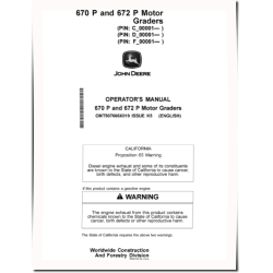670 P and 672 P Motor Graders (SN. from C_00001, D_00001, F_00001) Operators Manual (OMT507666X019)